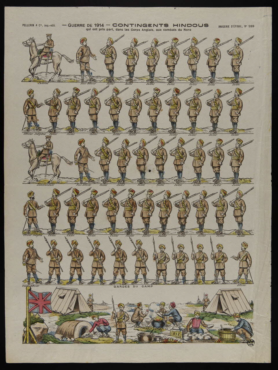 estampe GUERRE DE 1914 - CONTINGENTS HINDOUS  qui ont pris part, dans les Corps Anglais, aux combats du Nord 1950.39.1849 Photo