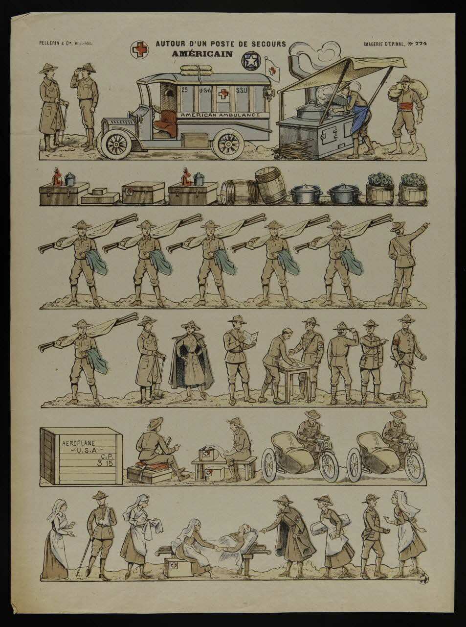 estampe AUTOUR D'UN POSTE DE SECOURS  AMERICAIN 1950.39.1863 Photo