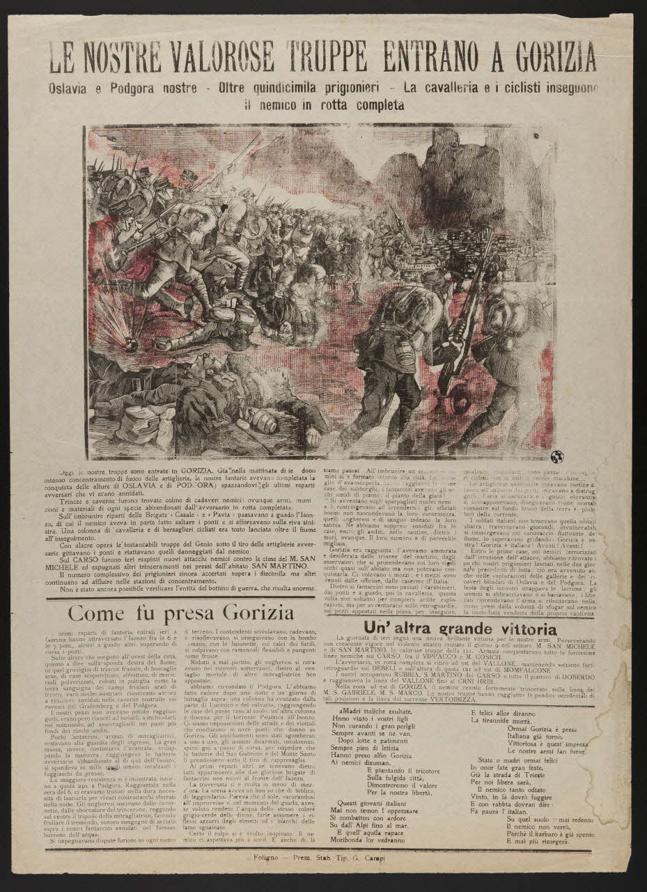 estampe LE NOSTRE VALOROSE TRUPPE ENTRANO A GORIZIA 1950.39.1982 Photo