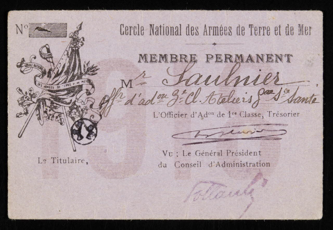 estampe Cercle National des Armées de Terre et de Mer  MEMBRE PERMANENT 1950.39.2033 Photo