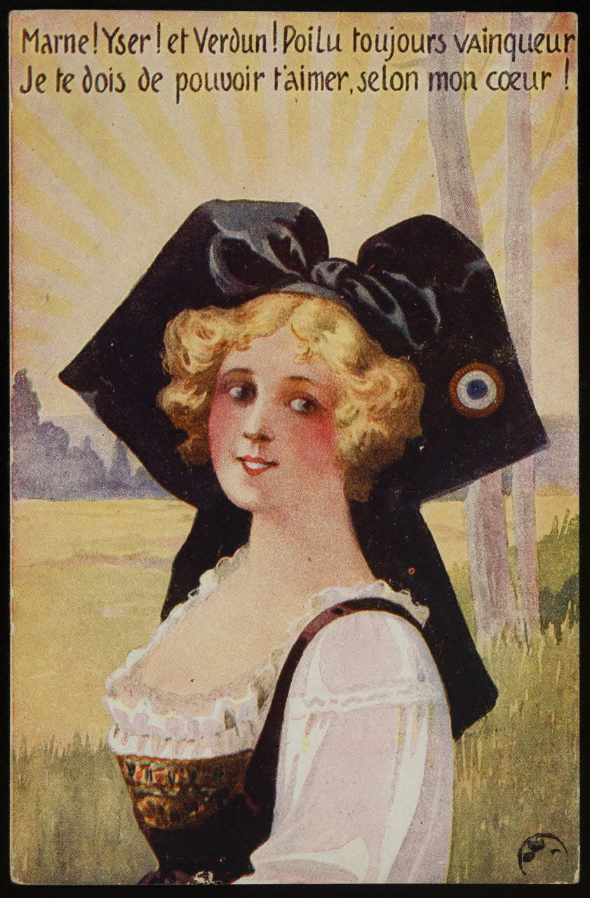 estampe Marne! Yser! et Verdun! Poilu toujours vainqueur  Je te dois de pouvoir t'aimer, selon mon coeur! 1950.39.2057 Photo