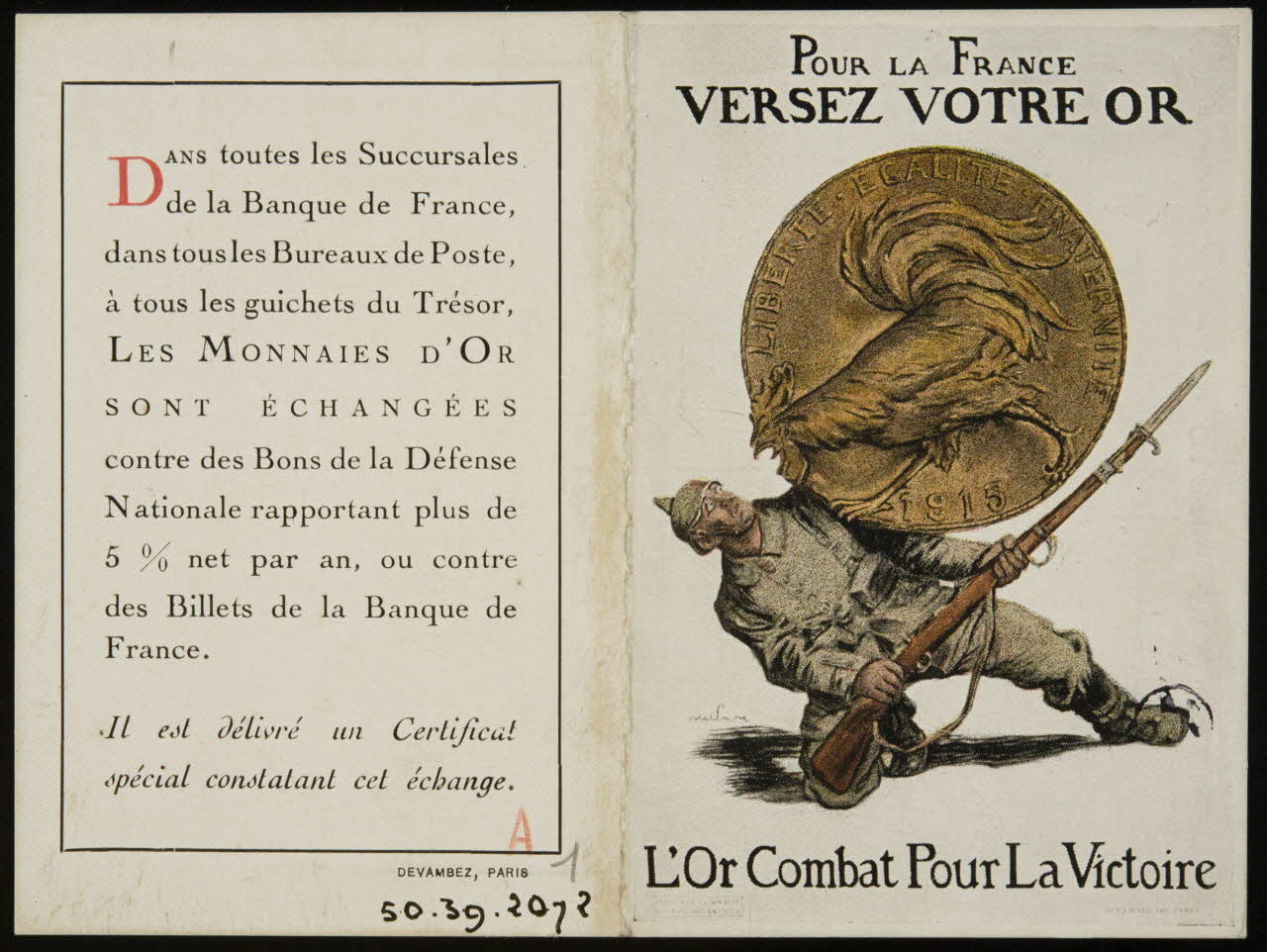 estampe POUR LA FRANCE  VERSEZ VOTRE OR 1950.39.2072 Photo