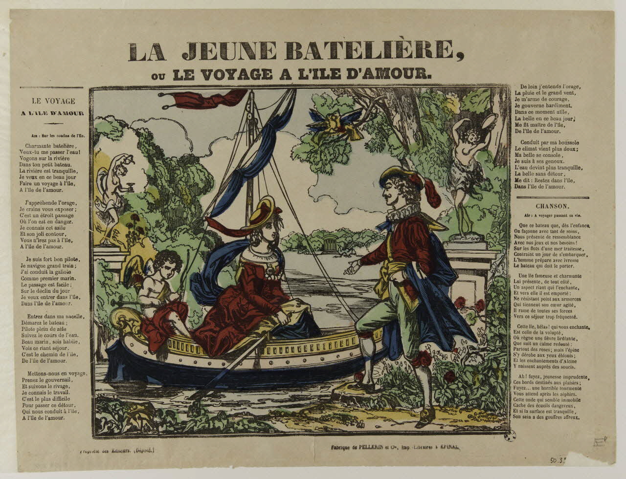 Pellerin chanson LA JEUNE BATELIERE,  OU LE VOYAGE A L'ILE D'AMOUR. Lorraine, France 1851 1950.39.2126 Photo