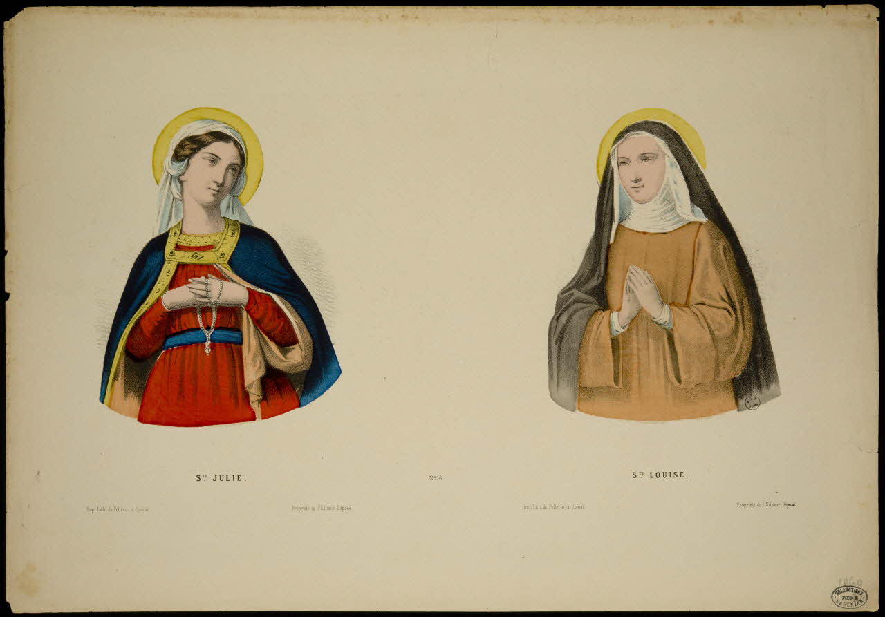 Pellerin estampe STE JULIE.  STE LOUISE. Lorraine, France 1860 1950.39.213 Photo