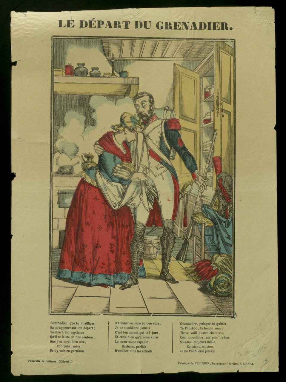 Pellerin estampe LE DEPART DU GRENADIER. Lorraine, France 1850 1950.39.2174 Photo