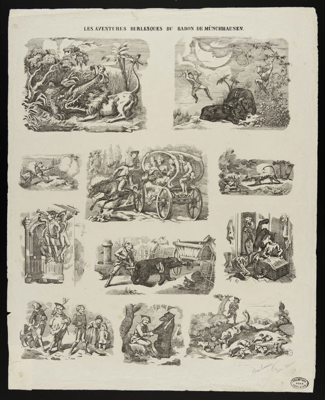 estampe LES AVENTURES BURLESQUES DU BARON DE MÜNCHHAUSEN. 1950.39.2244 Photo