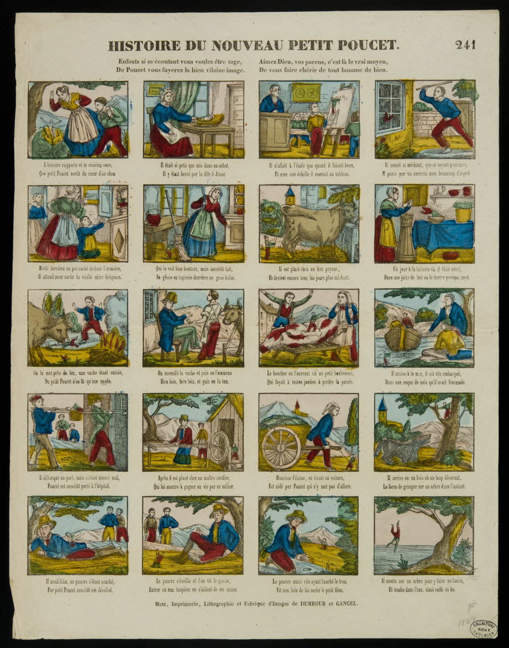 Dembour et Gangel estampe HISTOIRE DU NOUVEAU PETIT POUCET. Metz 1840-1852 1950.39.2289 Photo