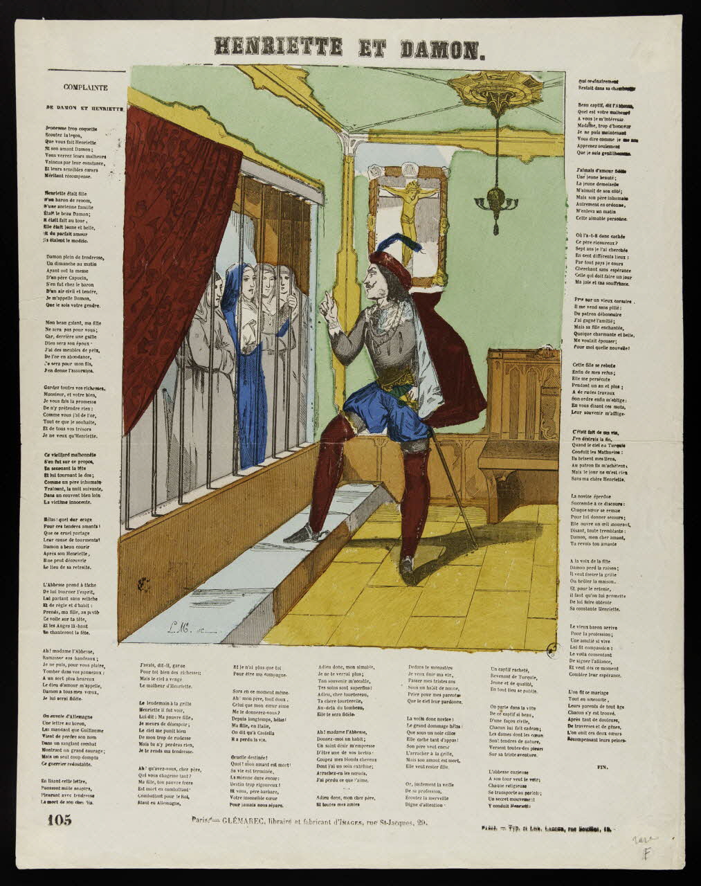 François Lacour ; Charles-Eugène Glémarec estampe HENRIETTE ET DAMON. Paris 1858-1860 1950.39.2350 Photo