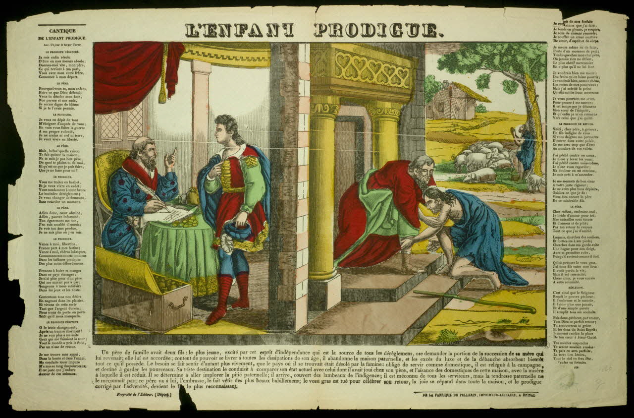 Pellerin estampe L'ENFANT PRODIGUE. Lorraine, France 1860 1950.39.2397 Photo