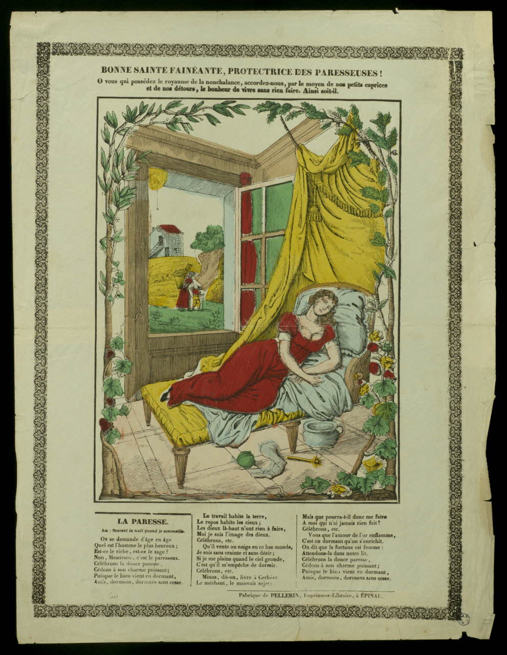 Pellerin ; François Georgin estampe BONNE SAINTE FAINEANTE, PROTECTRICE DES PARESSEUSES! Lorraine, France 1814-1863 1950.39.2405 Photo
