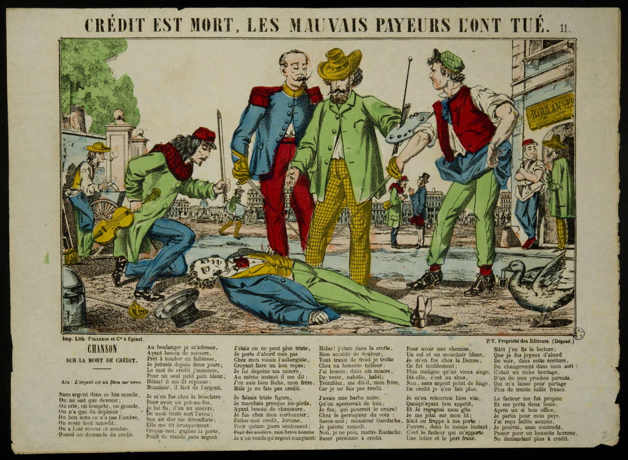 Pellerin estampe CREDIT EST MORT, LES MAUVAIS PAYEURS L'ONT TUE. Lorraine, France 1870-1880 1950.39.2435 Photo