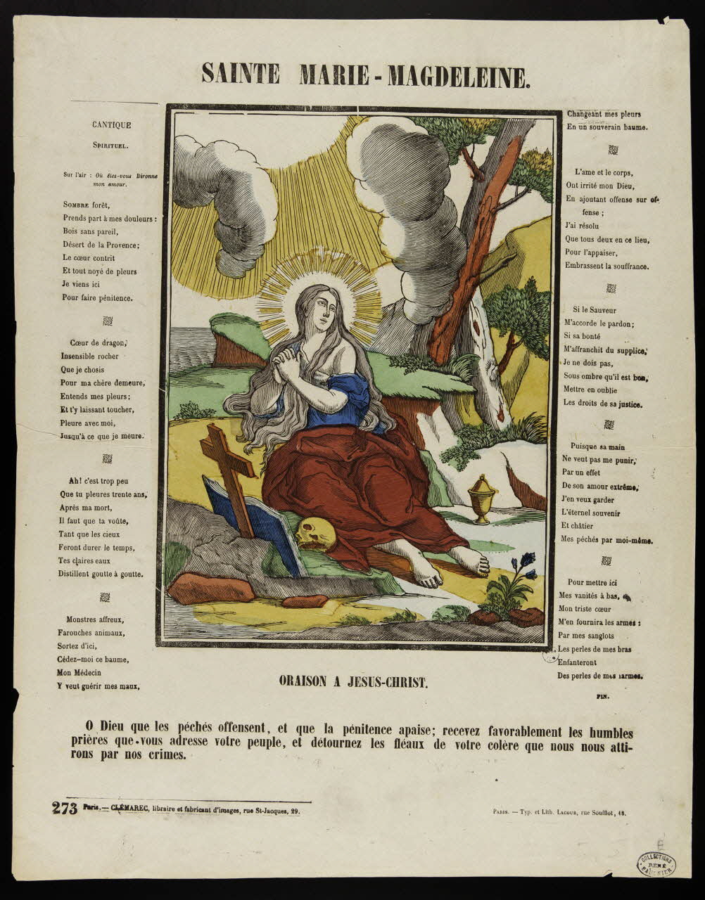 François Lacour ; Charles-Eugène Glémarec estampe SAINTE MARIE-MAGDELEINE. Paris 1858-1860 1950.39.244 Photo