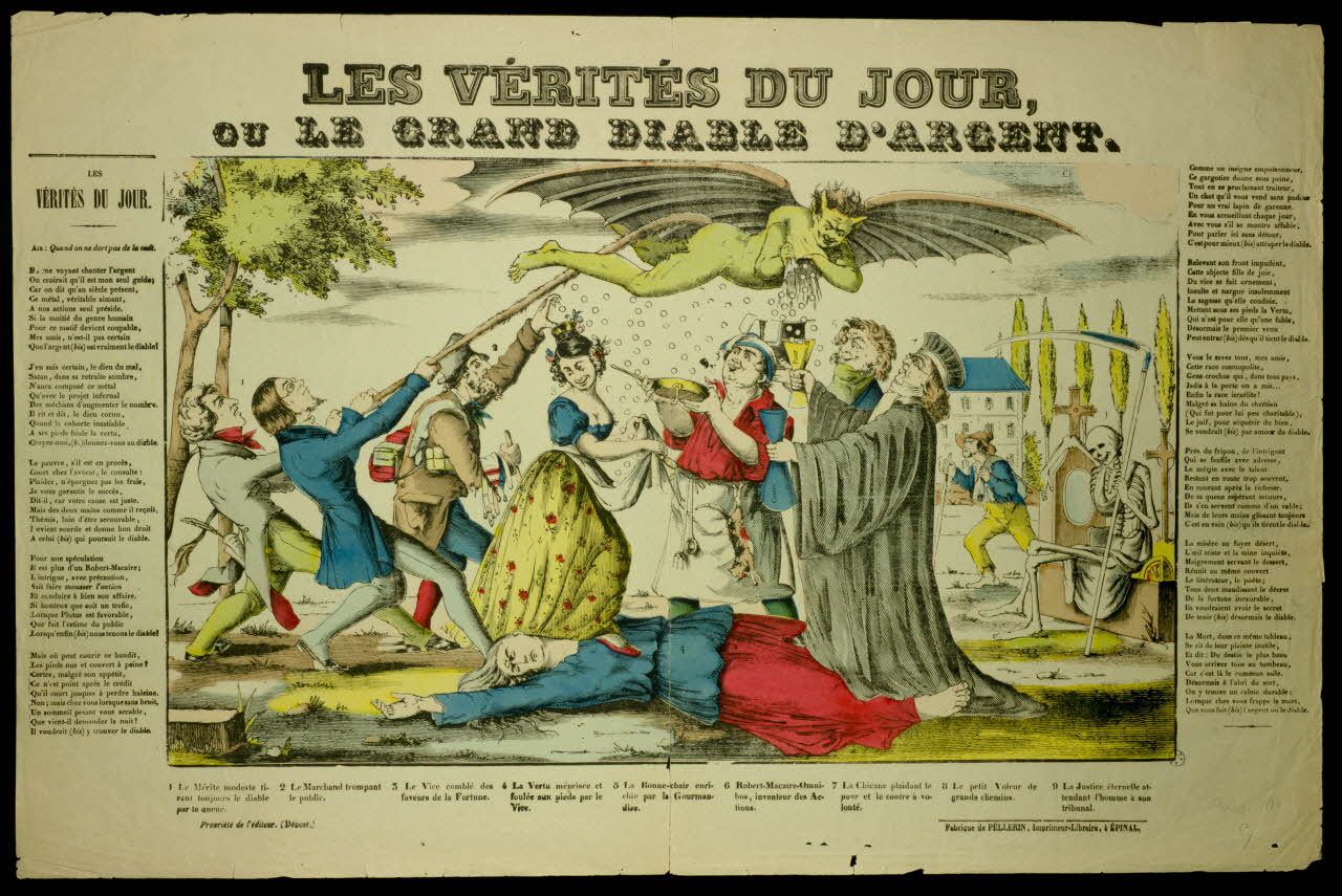 Pellerin estampe LES VERITES DU JOUR ,  OU LE GRAND DIABLE D'ARGENT. Lorraine, France 1880 1950.39.2469 Photo