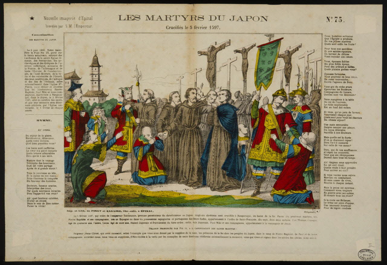 estampe LES MARTYRS DU JAPON  Crucifiés le 5 février 1597. 1950.39.252 Photo