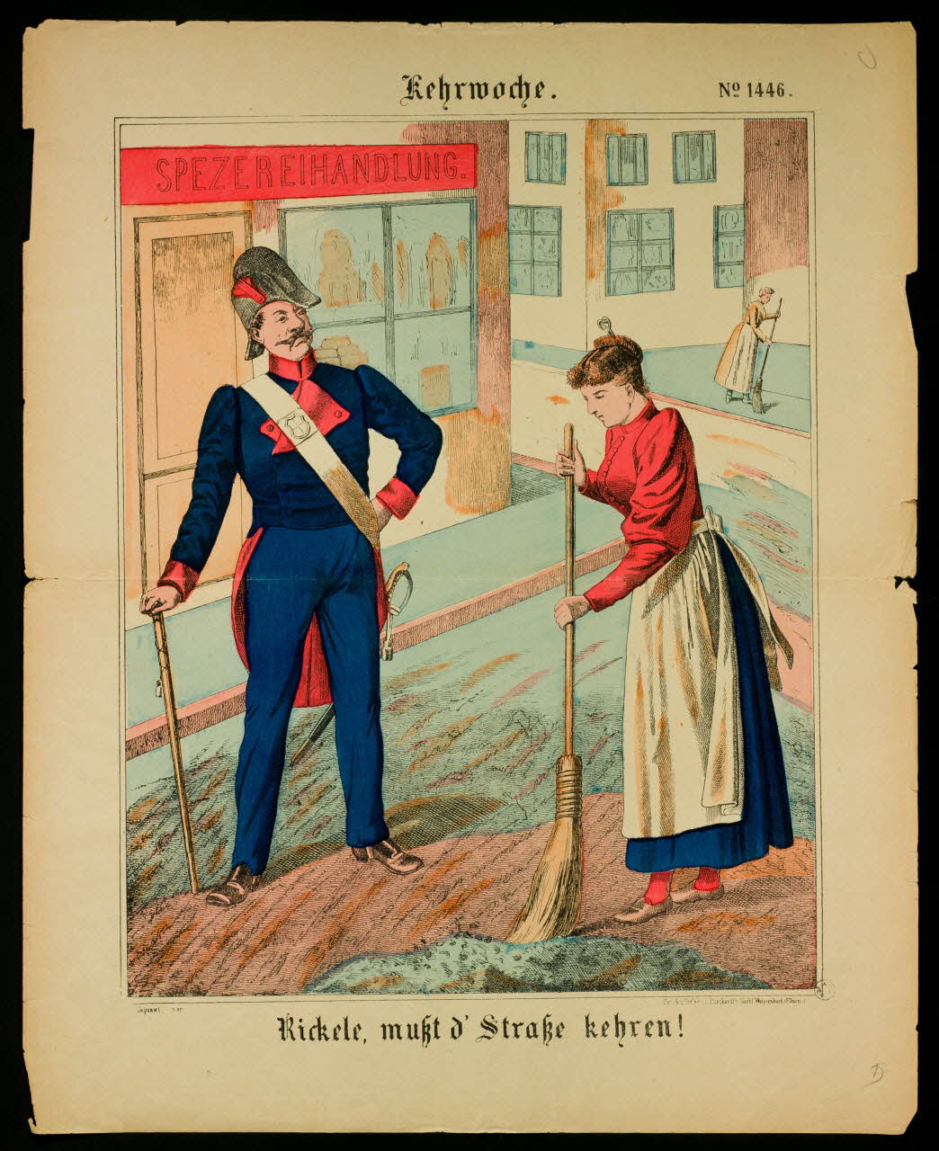 estampe Kehroche.  Kickele, musst d'Strasse kehren. 1950.39.2554 Photo