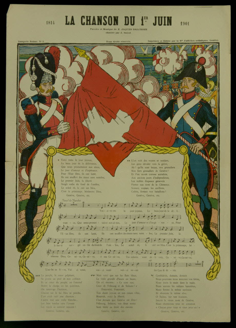 estampe LA CHANSON DU 1ER JUIN 1901 Canton de Genève, Suisse 1901 1950.39.2557 Photo
