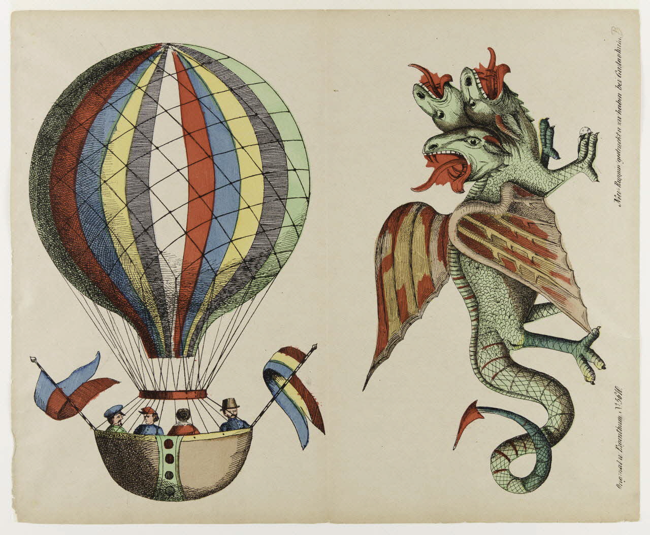 estampe Montgolfière et dragon à trois têtes 1950.39.2591 Photo