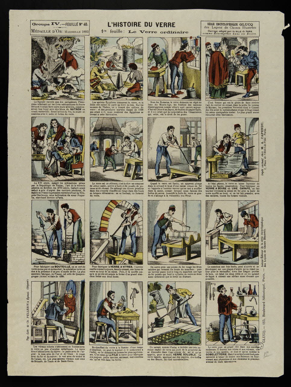 planche L'HISTOIRE DU VERRE  1re feuille : Le Verre ordinaire 1950.39.2598 Photo