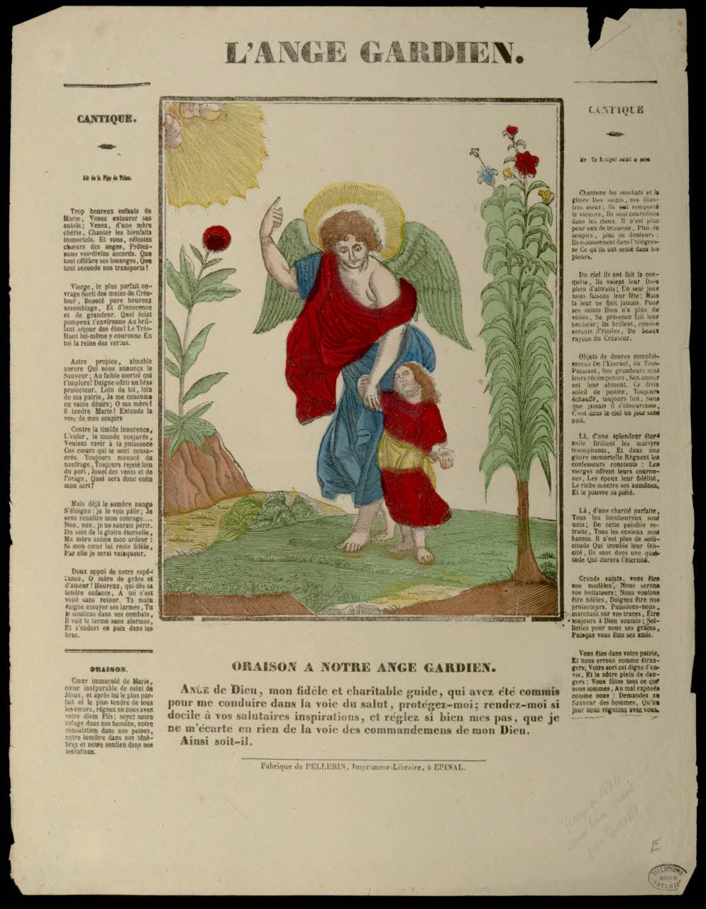 Antoine Réveillé ; Charles Pellerin estampe L'ANGE GARDIEN. Lorraine, France 1874 1950.39.26 Photo