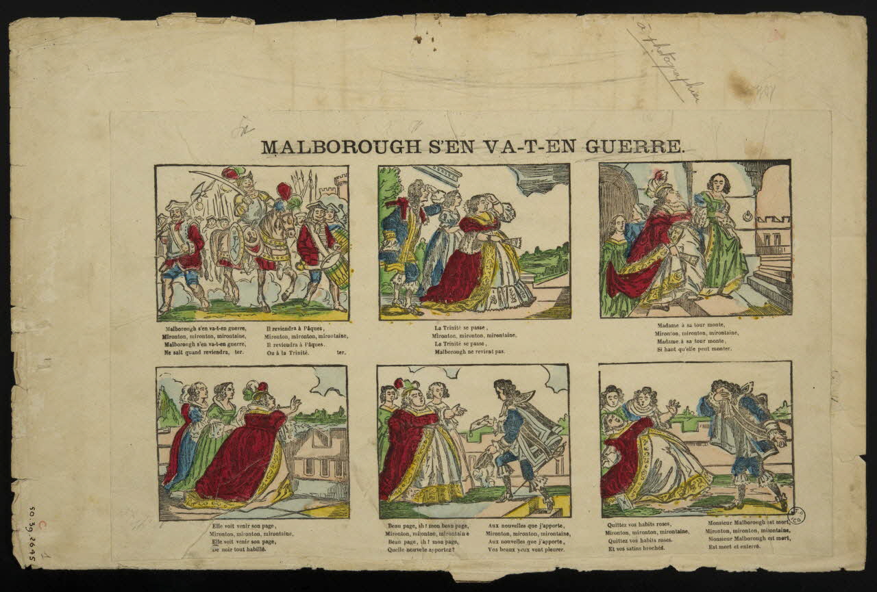 estampe MALBOROUGH S'EN VA-T-EN GUERRE. 1950.39.2645.1 Photo