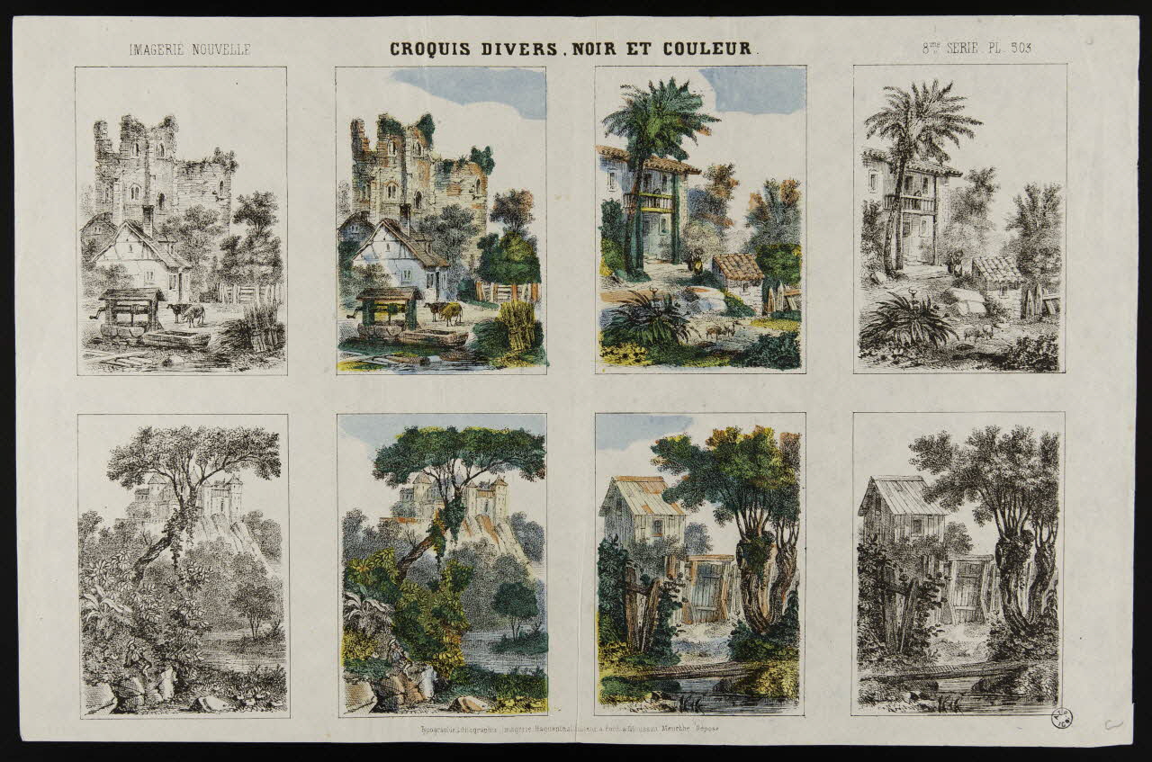 estampe CROQUIS DIVERS. NOIR ET COULEURS. 1950.39.2650 Photo