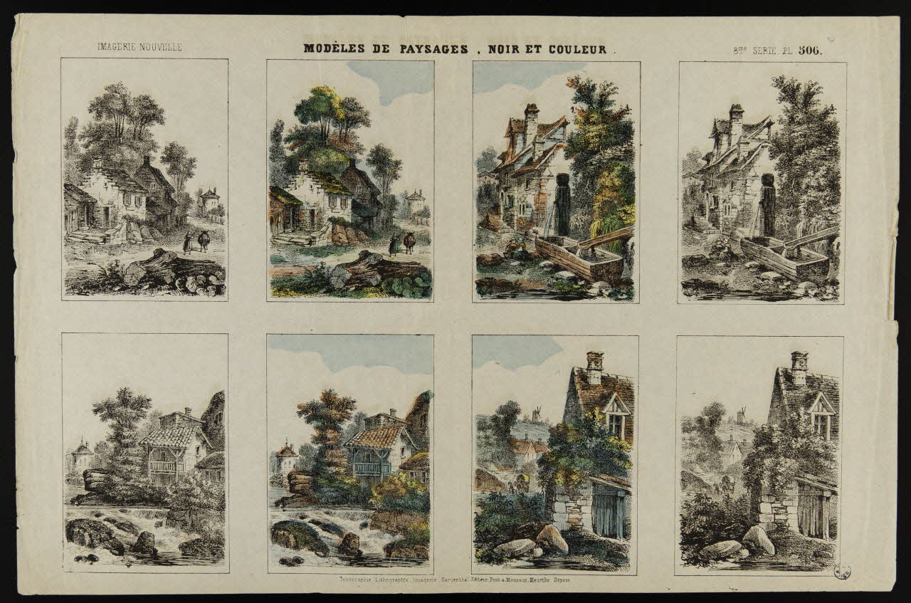 estampe MODELES DE PAYSAGES. NOIR ET COULEUR. 1950.39.2653 Photo