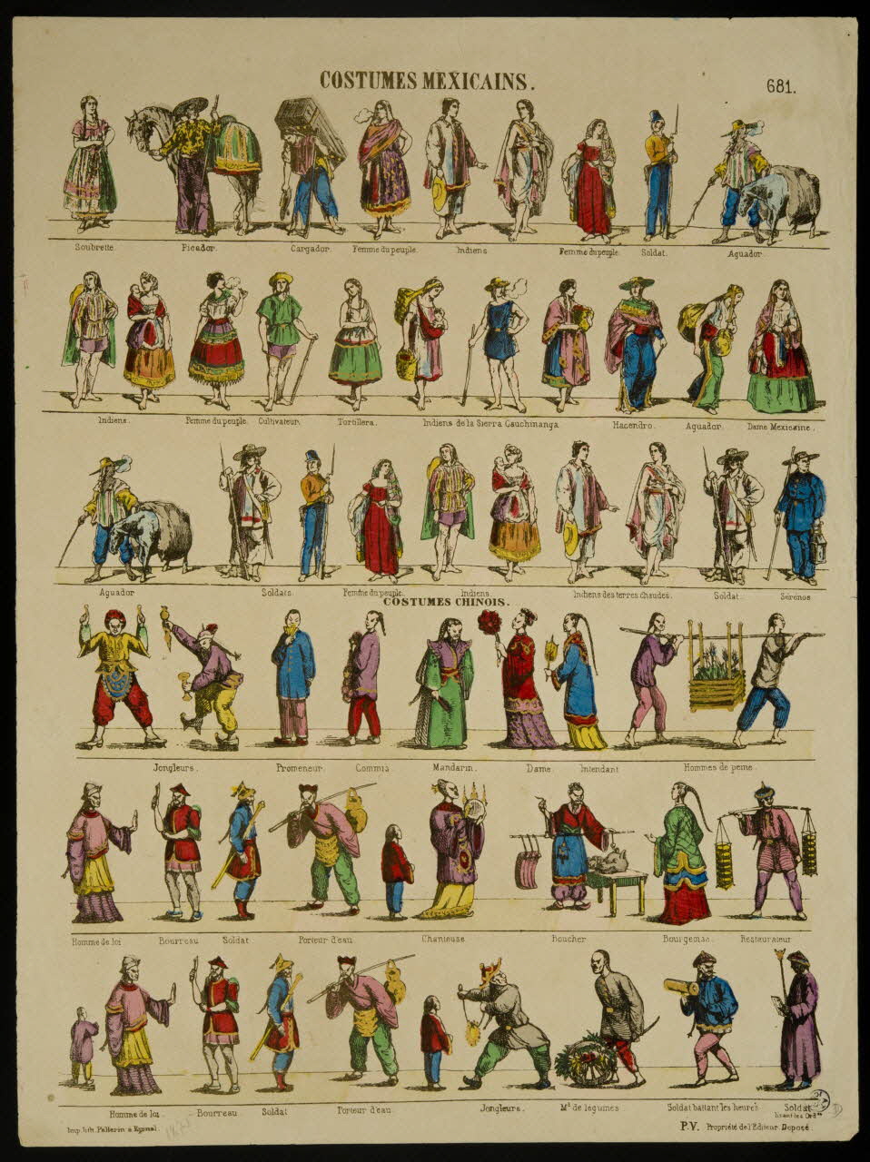 estampe COSTUMES MEXICAINS.  COSTUMES CHINOIS 1950.39.2730 Photo