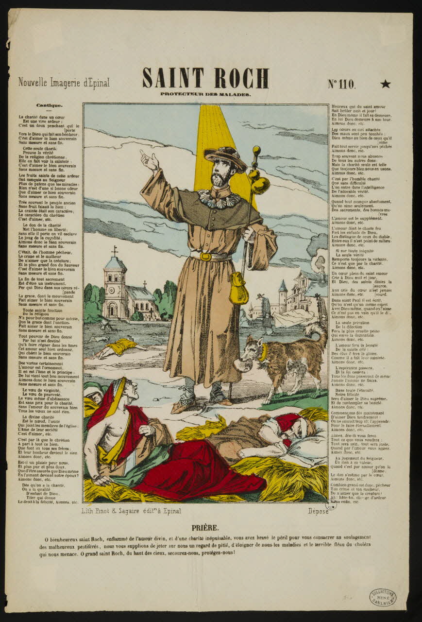 Pinot et Sagaire estampe Saint Roch protecteur des malades Lorraine, France 1860-1872 1950.39.289 Photo (c) Mucem