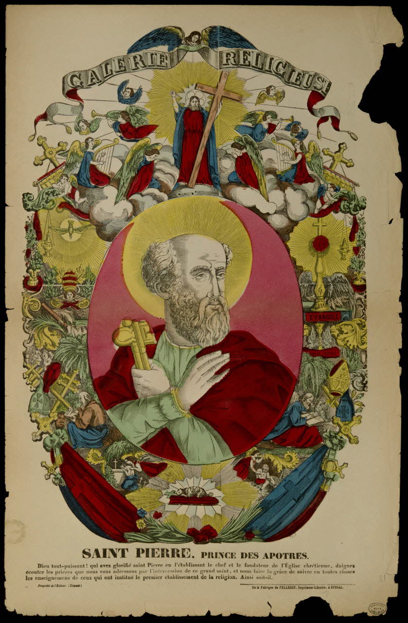 imagerie ancienne GALERIE RELIGIEUSE SAINT PIERRE, PRINCE DES APOTRES 1950.39.373 Photo