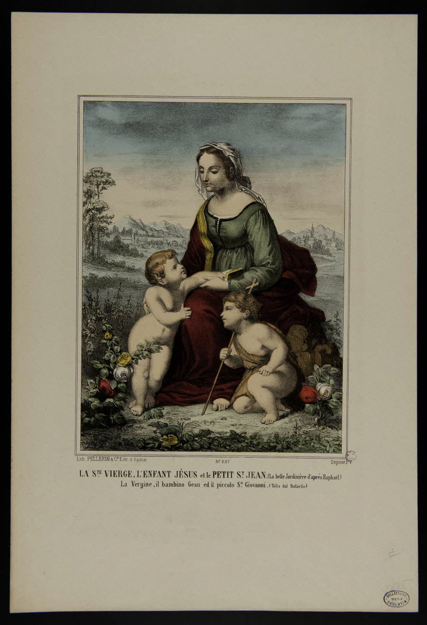 estampe LA STE. VIERGE, L'ENFANT JESUS et le PETIT ST. JEAN. 1950.39.391 Photo