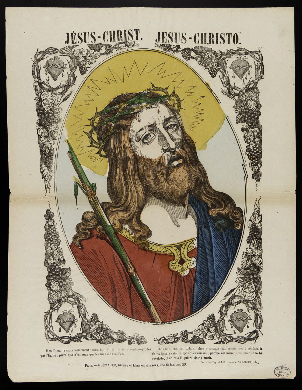 François Lacour ; Charles-Eugène Glémarec estampe JESUS-CHRIST.  JESUS-CHRISTO. Paris 1858-1860 1950.39.406 Photo
