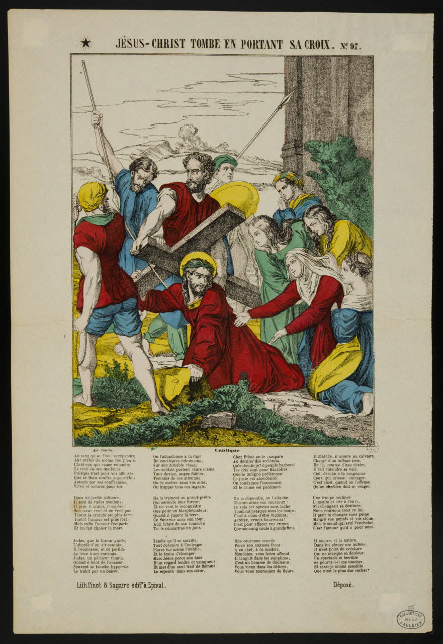 estampe JESUS-CHRIST TOMBE EN PORTANT SA CROIX. 1950.39.409 Photo