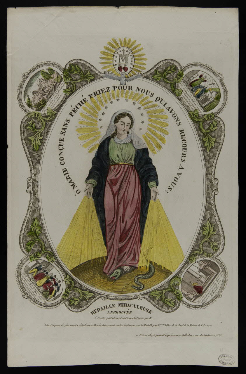Alphonse Picard estampe O MARIE CONCUE SANS PECHE PRIEZ POUR NOUS QUI AVONS RECOURS A VOUS ! Caen 1828-1838 1950.39.488 Photo