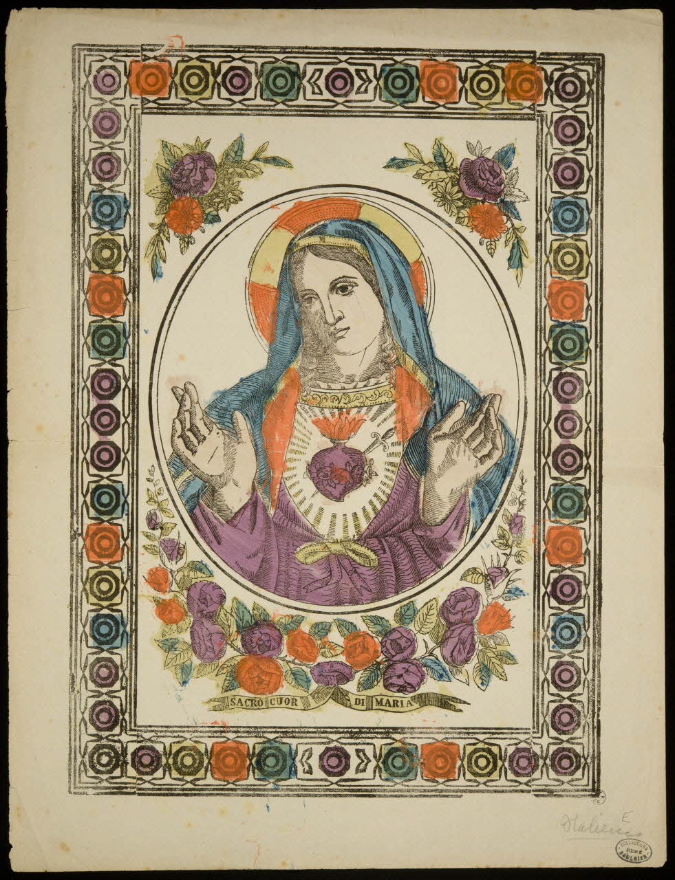 estampe SACRO CUOR DI MARIA Italie 1850 1950.39.507 Photo