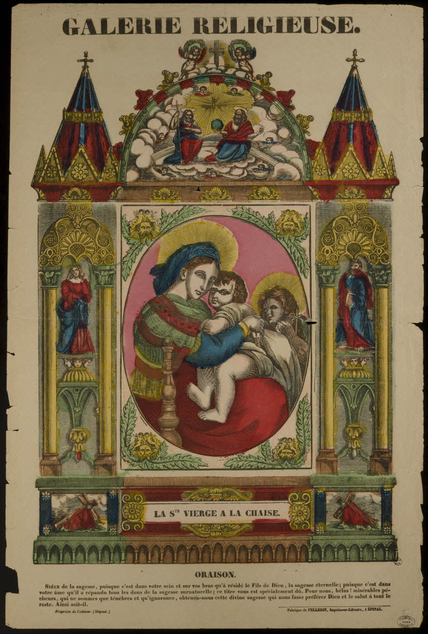 imagerie ancienne GALERIE RELIGIEUSE. LA STE VIERGE A LA CHAISE. 1950.39.524 Photo