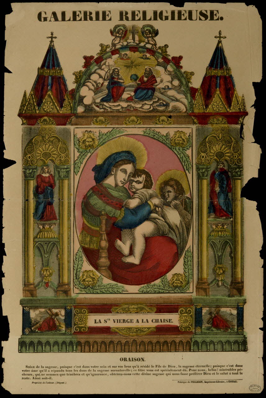 imagerie ancienne GALERIE RELIGIEUSE. LA STE VIERGE A LA CHAISE. 1950.39.525 Photo