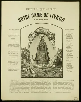 estampe SOUVENIR DU COURONNEMENT  DE  NOTRE DAME DE LIVRON  PRIEZ POUR NOUS! 1950.39.552 Photo
