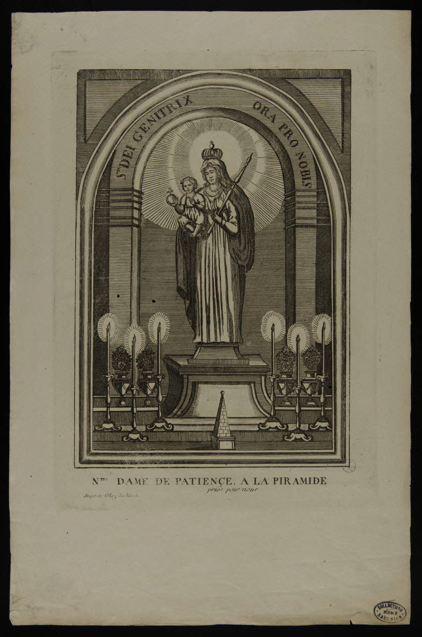 estampe NTRE DAME DE PATIENCE, A LA PIRAMIDE 1950.39.559 Photo