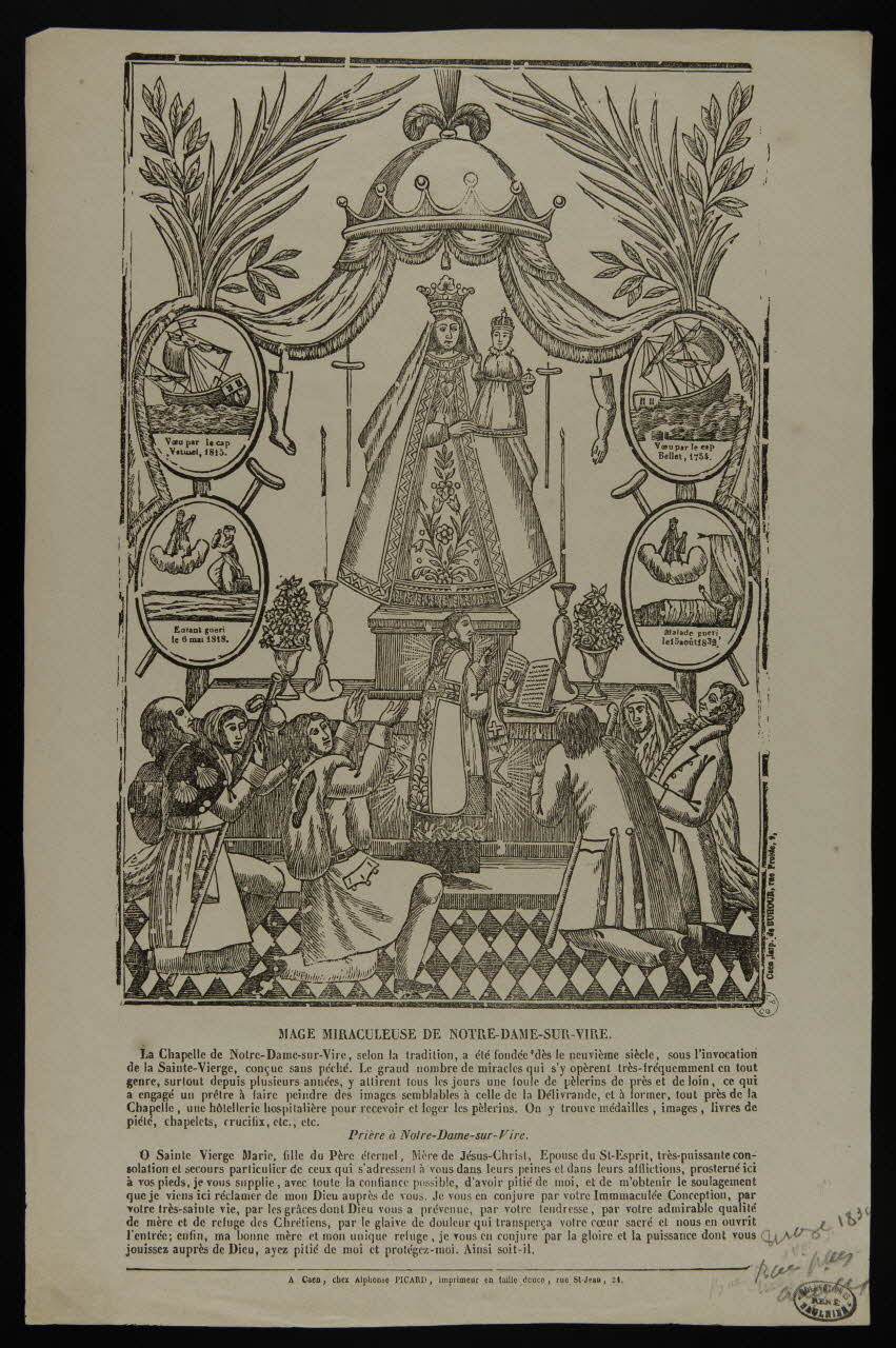 Alphonse Picard ; Buhour estampe IMAGE MIRACULEUSE DE NOTRE-DAME-SUR-VIRE Caen 1828-1838 1950.39.576 Photo