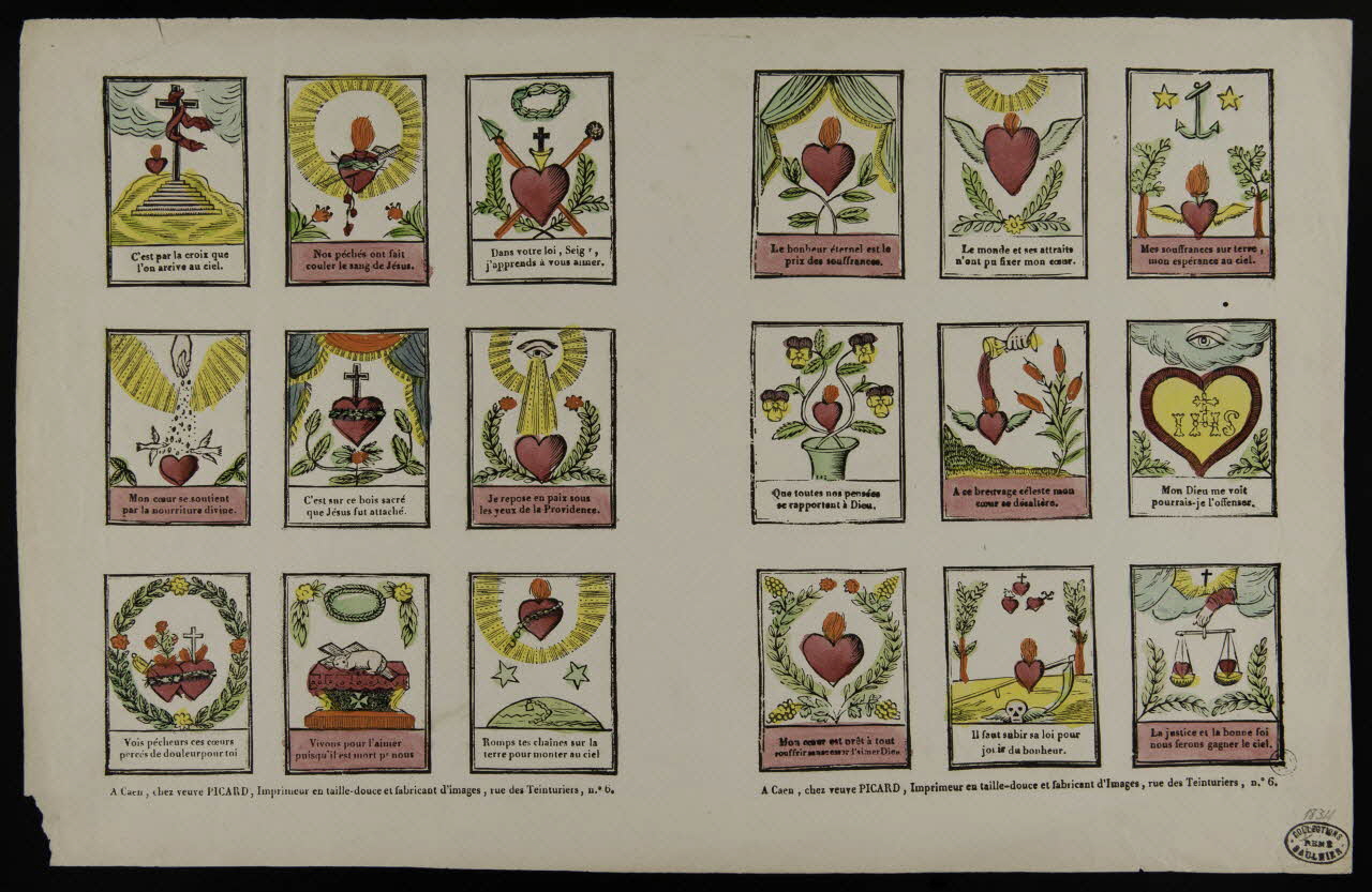 Picard Alphonse veuve planche (3x6) Vignettes religieuses Caen 1828-1838 1950.39.652 Photo
