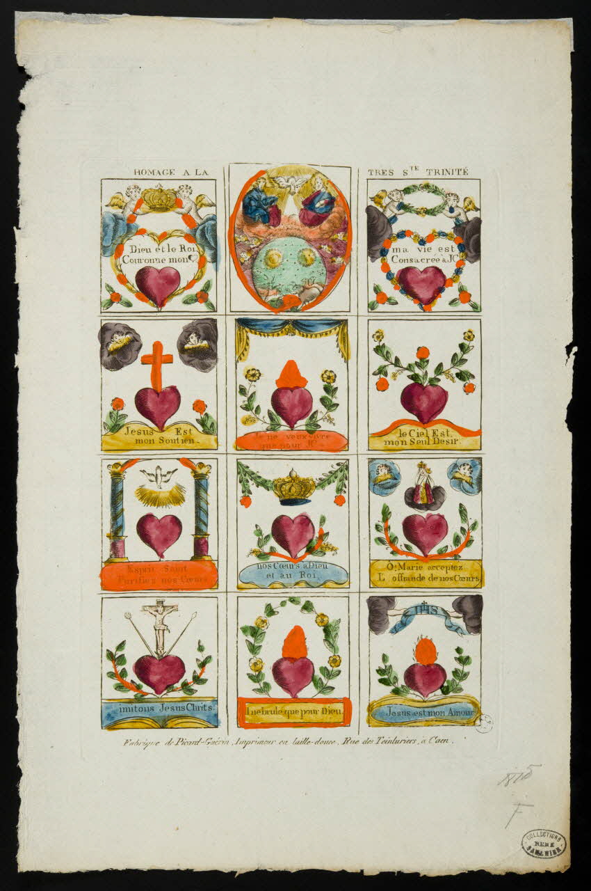 Jean-François Picard ; Marie-Françoise Guérin imagerie ancienne Sentences religieuses Caen 1809-1831 1950.39.656 Photo