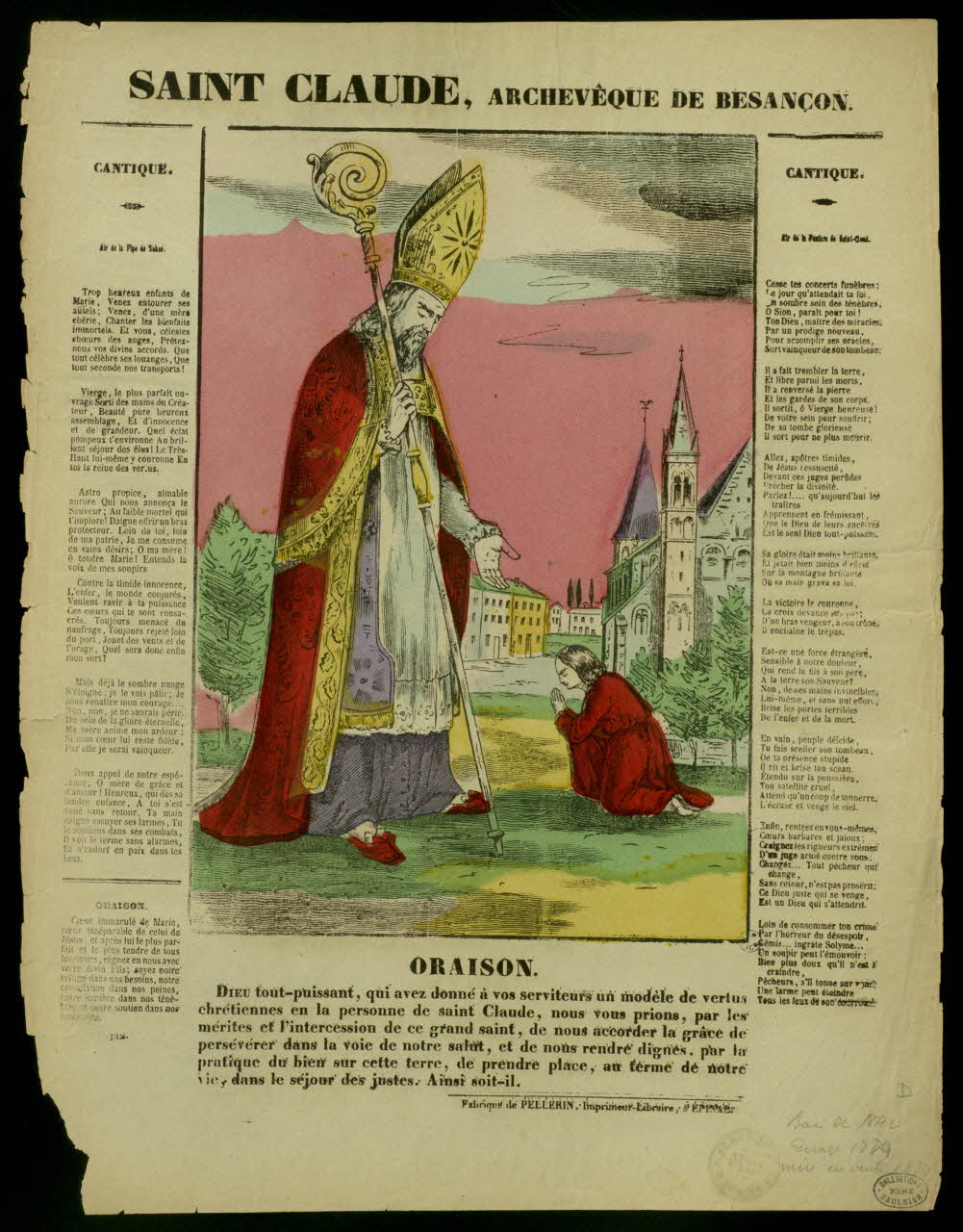 Pellerin estampe SAINT CLAUDE, ARCHEVEQUE DE BESANCON. Lorraine, France 1840 1950.39.68 Photo