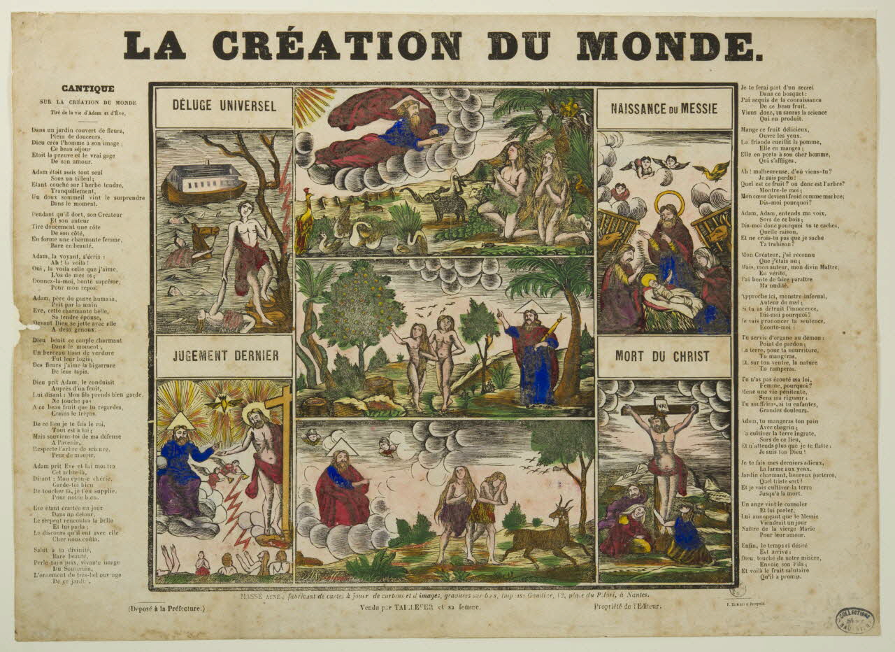 Masse ; Taillefer estampe LA CREATION DU MONDE. Nantes 1850-1860 1950.39.689 Photo