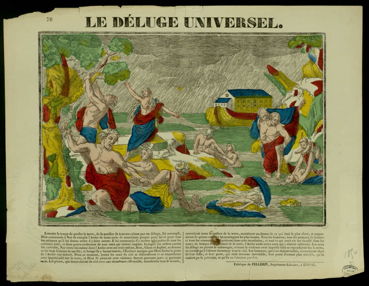 Pellerin estampe LE DELUGE UNIVERSEL. Lorraine, France 1850 1950.39.691 Photo