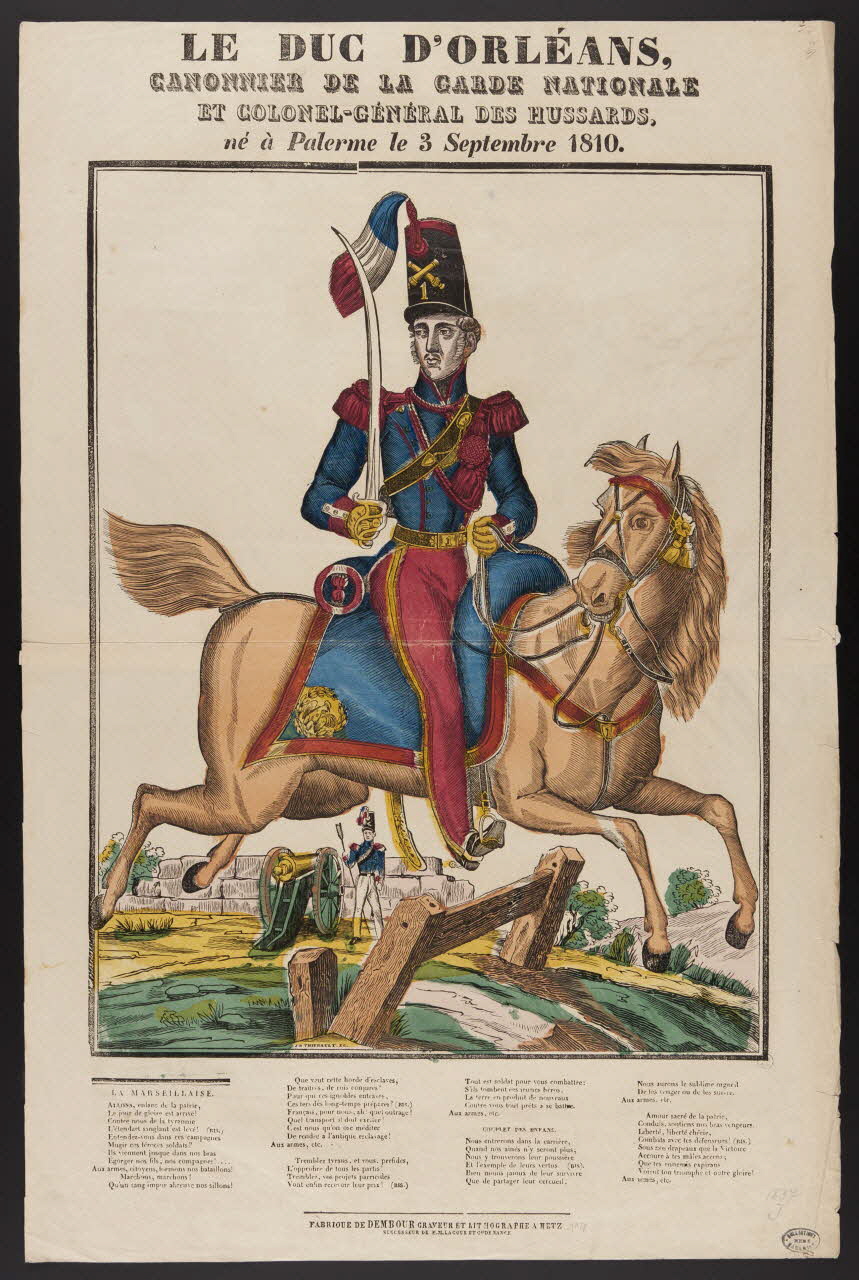Adrien N. Dembour estampe LE DUC D'ORLEANS Metz 1835-1840 1950.39.735 Photo