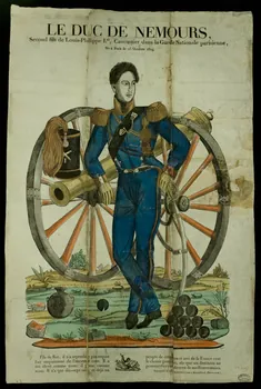 Deckherr Frères; imagerie ancienne LE DUC DE NEMOURS, Second fils de Louis-Philippe I.er, Canonnier dans la Garde Nationale parisienne,  Né à Paris le 25 octobre 1814. Bourgogne-Franche-Comté, France 1830 1950.39.736 Photo
