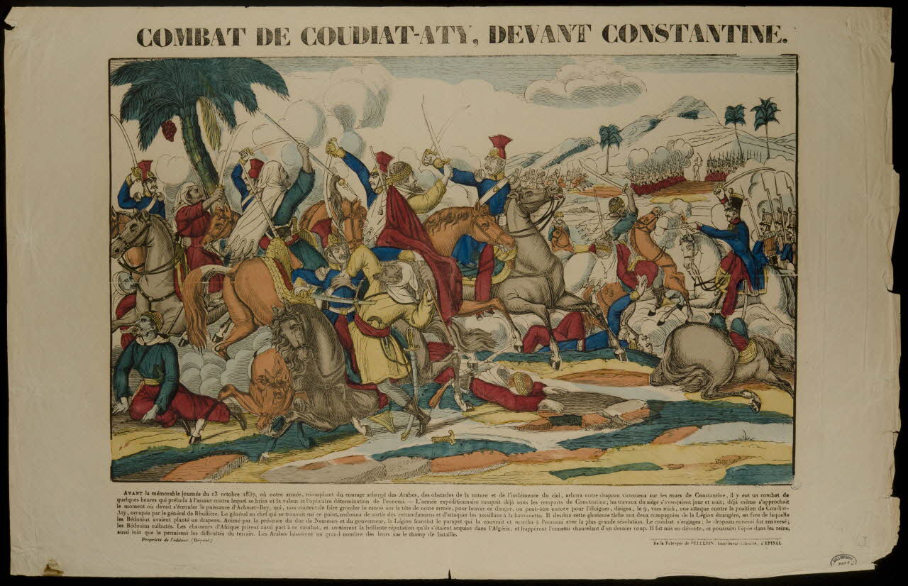 Pellerin estampe COMBAT DE COUDIAT-ATY, DEVANT CONSTANTINE. Lorraine, France 1837 1950.39.758 Photo