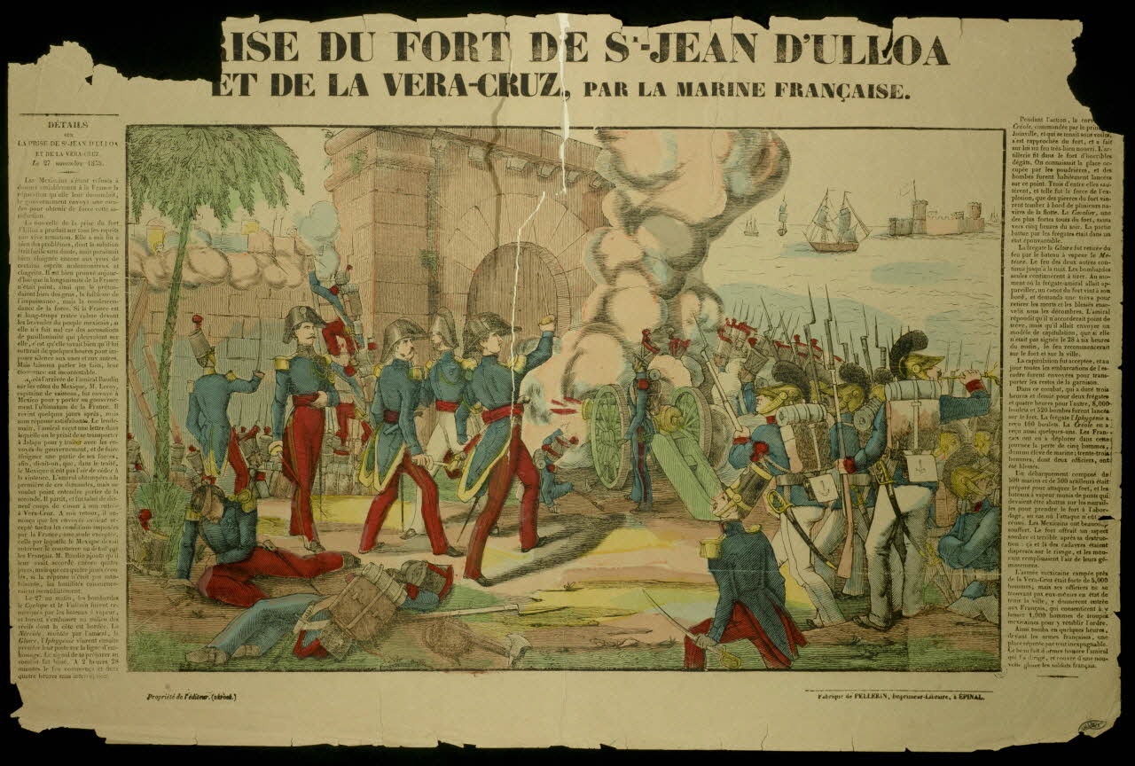 Pellerin estampe PRISE DU FORT DE ST-JEAN D'ULLOA  ET DE LA VERRA-CRUZ, PAR LA MARINE FRANCAISE. Lorraine, France 1838 1950.39.766 Photo
