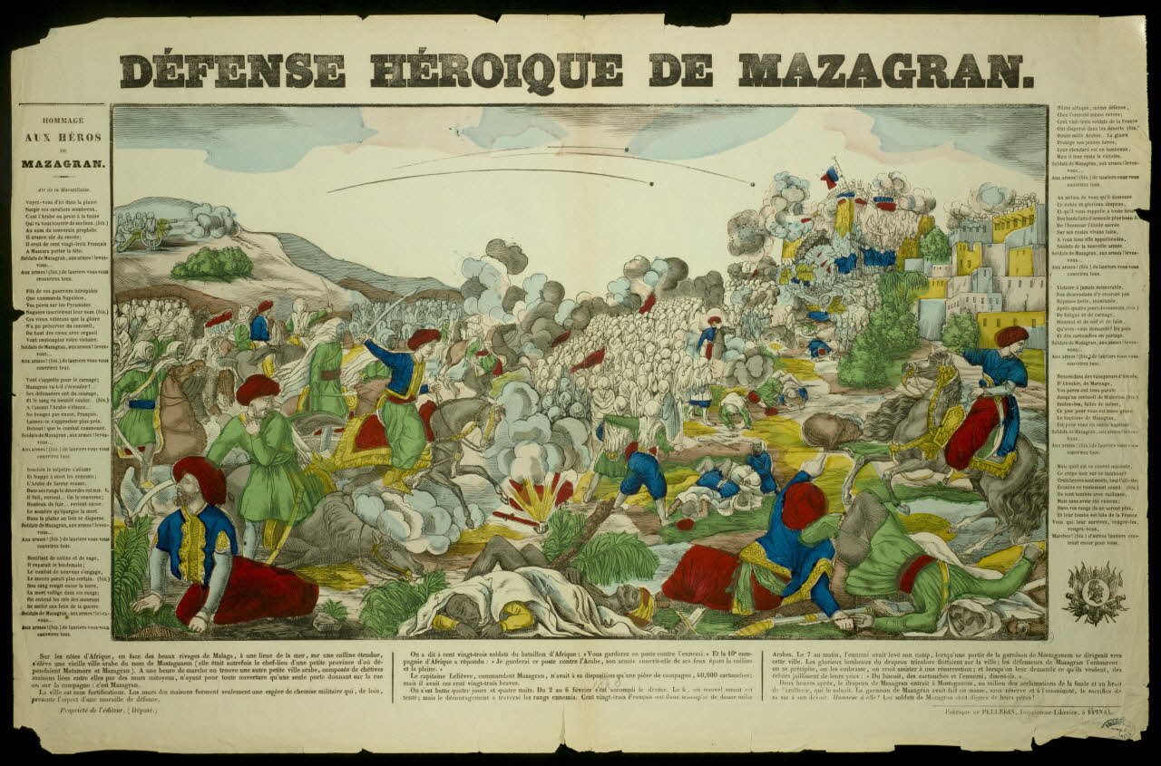 Pellerin estampe DEFENSE HEROIQUE DE MAZAGRAN. Lorraine, France 1860 1950.39.775 Photo