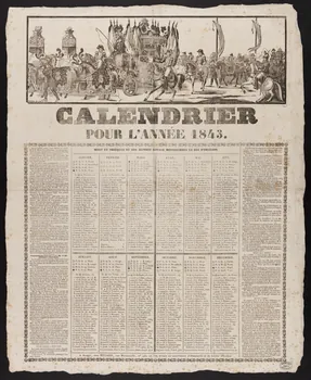 Numa de Lalu ; Mégard Jean-Baptiste-Pierre-Sébastien imagerie ancienne CALENDRIER  POUR L'ANNEE 1843. Rouen 1842 1950.39.781  Photo